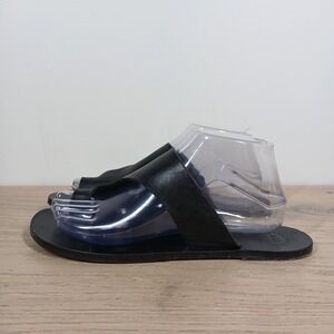 ATP Atelier Rosa Sandals Women 10 Black Leather Slide Cutout Summer Flat